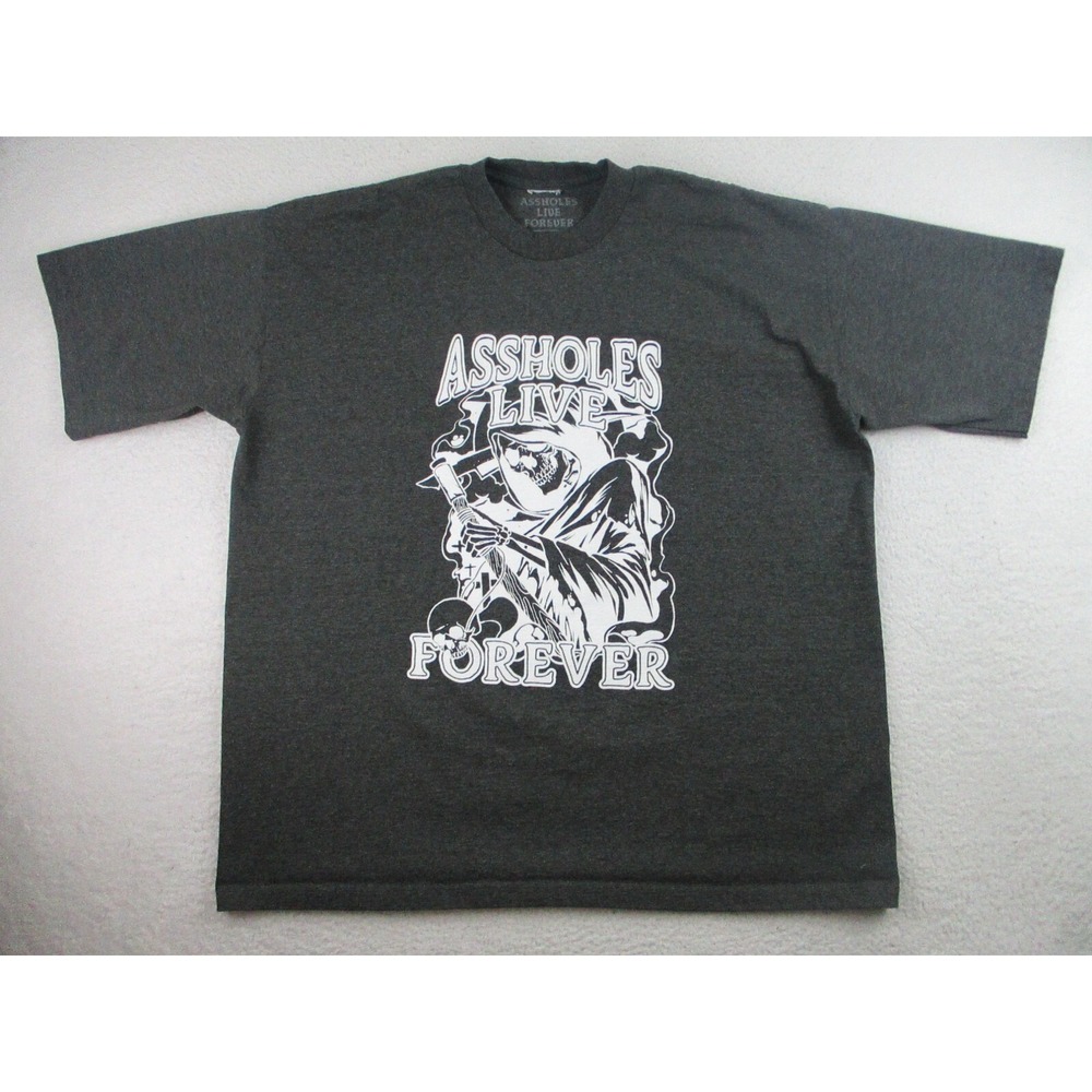 Assholes*s Live Forever T Shirt Mens XL‎ Black Grim Reaper Skull Graphic USA